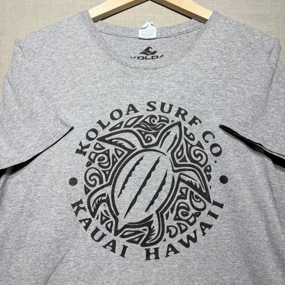 Koloa Surf Co. T-Shirt Women Large Gray SS Kauai Hawaii Turtle Graphic Tee